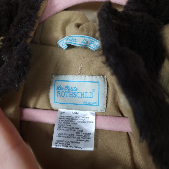 La Petite Rothschild Winter Footed Brown Bear Snowsuit Size 6-9 Months - Picture 10 of 10